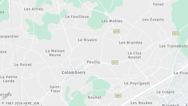 Carte de la zone d'intervention à Colombiers