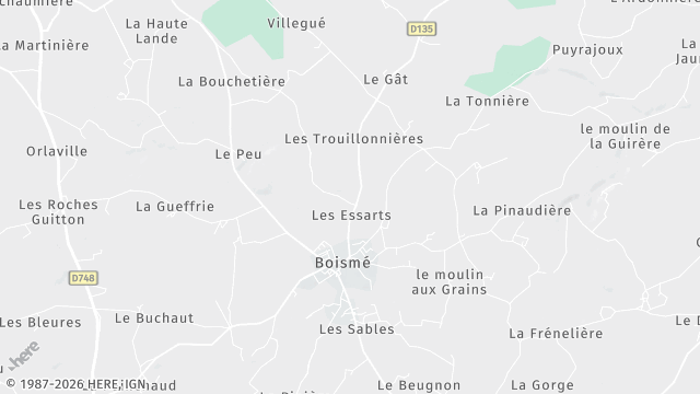 Carte de la zone d'intervention à Boismé