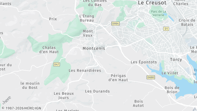 Carte de la zone d'intervention à Montcenis