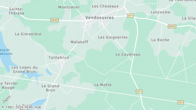 Carte de la zone d'intervention à Vendœuvres