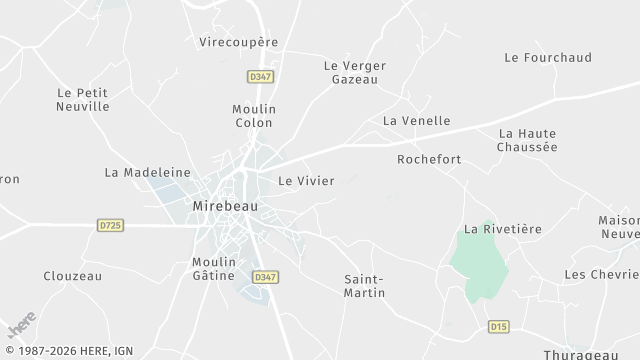 Carte de la zone d'intervention à Mirebeau