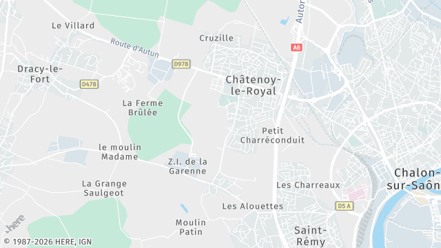 Carte de la zone d'intervention à Châtenoy-le-Royal