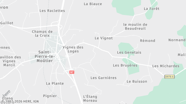 Carte de la zone d'intervention à Saint-Pierre-le-Moûtier