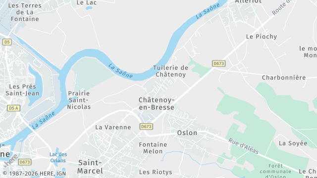 Carte de la zone d'intervention à Châtenoy-en-Bresse