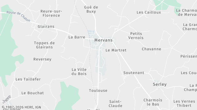 Carte de la zone d'intervention à Mervans