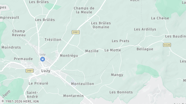 Carte de la zone d'intervention à Luzy