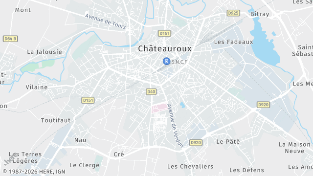 Carte de la zone d'intervention à Châteauroux