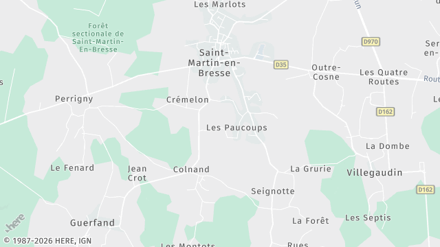 Carte de la zone d'intervention à Saint-Martin-en-Bresse