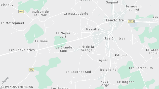 Carte de la zone d'intervention à Lencloître