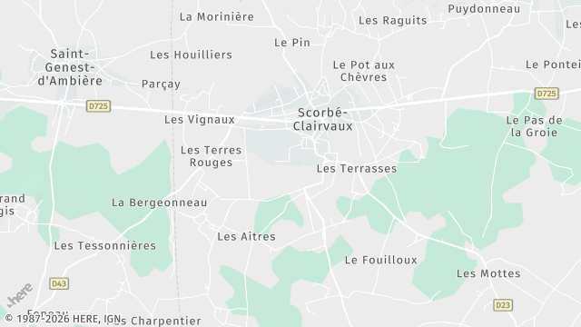 Carte de la zone d'intervention à Scorbé-Clairvaux