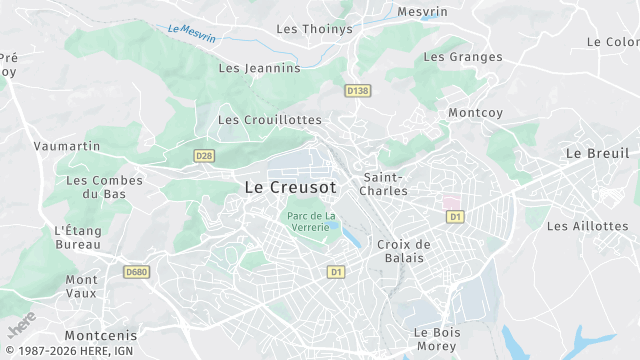Carte de la zone d'intervention à Le Creusot
