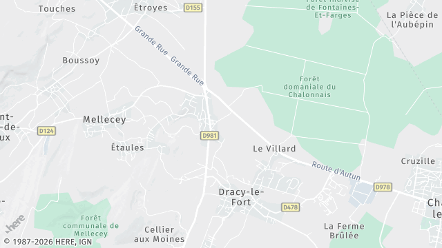 Carte de la zone d'intervention à Mellecey