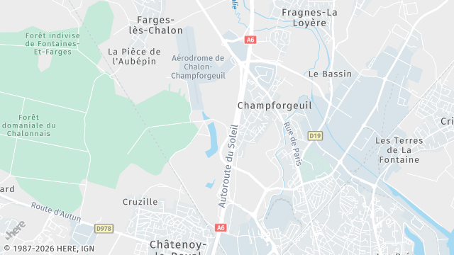 Carte de la zone d'intervention à Champforgeuil