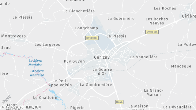 Carte de la zone d'intervention à Cerizay