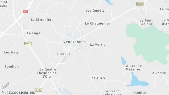 Carte de la zone d'intervention à Vendrennes