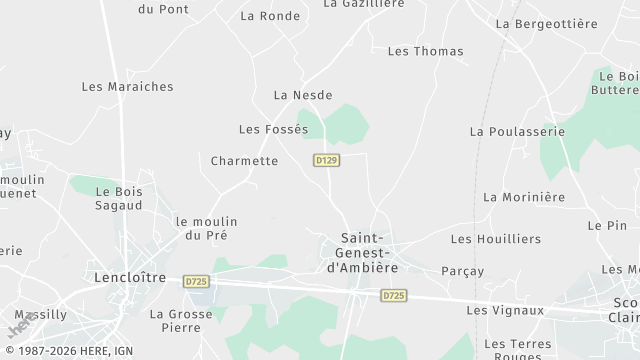 Carte de la zone d'intervention à Saint-Genest-d'Ambière