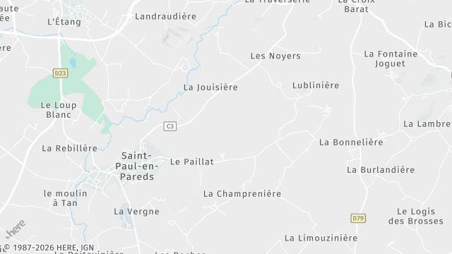 Carte de la zone d'intervention à Saint-Paul-en-Pareds