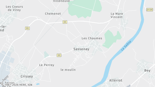 Carte de la zone d'intervention à Sassenay