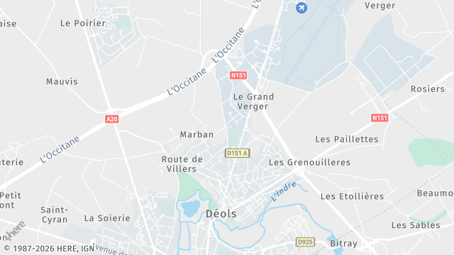 Carte de la zone d'intervention à Déols