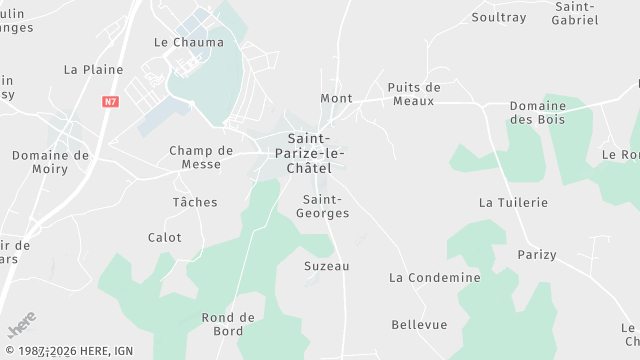 Carte de la zone d'intervention à Saint-Parize-le-Châtel
