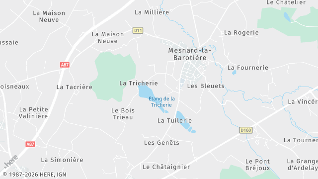 Carte de la zone d'intervention à Mesnard-la-Barotière