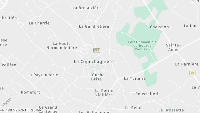 Carte de la zone d'intervention à La Copechagnière