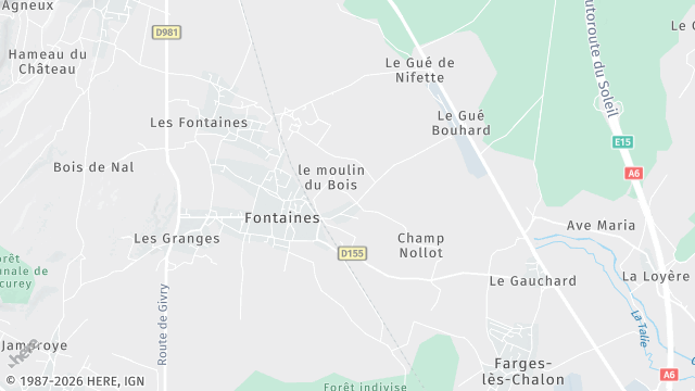Carte de la zone d'intervention à Fontaines