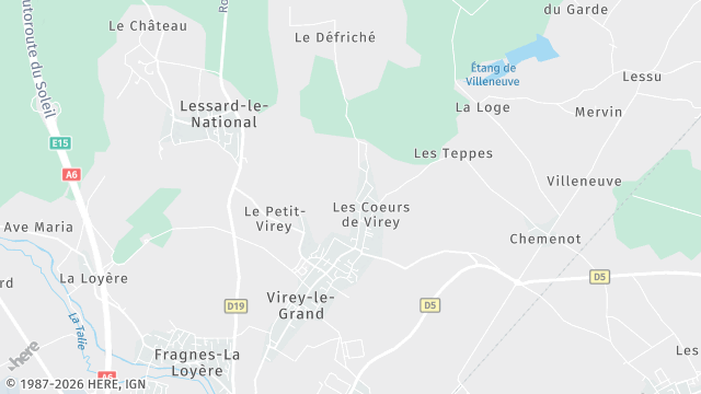 Carte de la zone d'intervention à Virey-le-Grand
