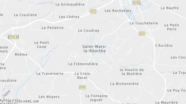 Carte de la zone d'intervention à Saint-Mars-la-Réorthe