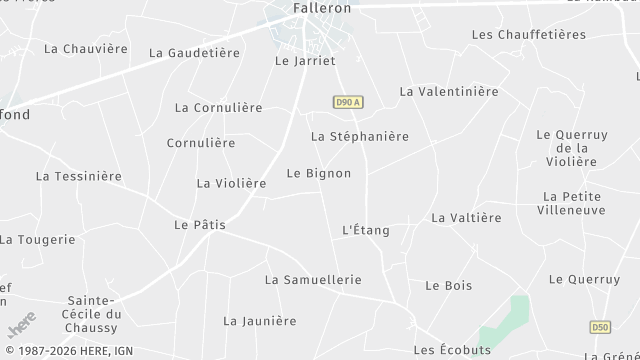 Carte de la zone d'intervention à Falleron