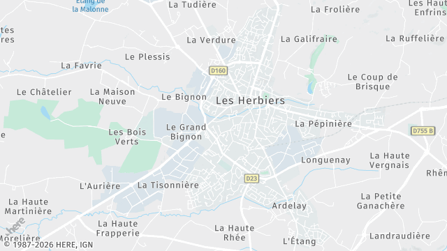 Carte de la zone d'intervention à Les Herbiers