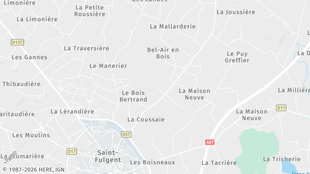 Carte de la zone d'intervention à Saint-Fulgent