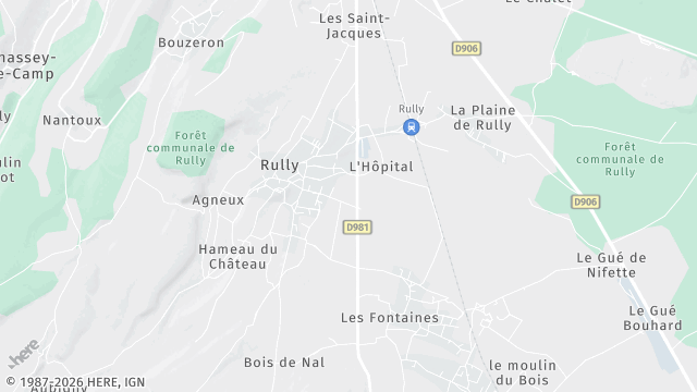 Carte de la zone d'intervention à Rully