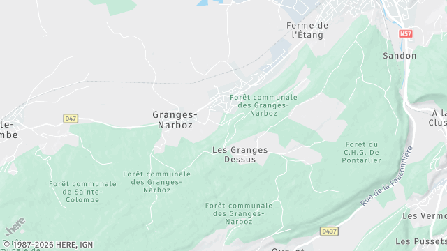 Carte de la zone d'intervention à Granges-Narboz
