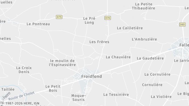 Carte de la zone d'intervention à Froidfond