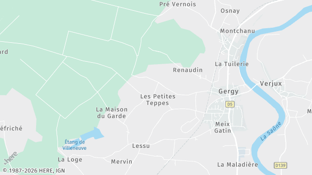 Carte de la zone d'intervention à Gergy
