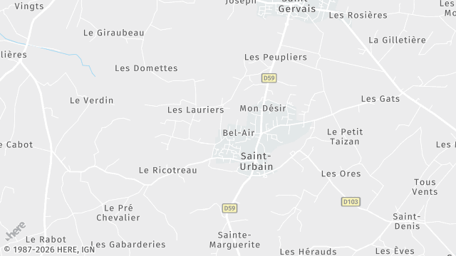 Carte de la zone d'intervention à Saint-Urbain