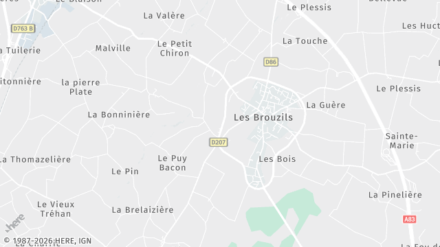 Carte de la zone d'intervention à Les Brouzils