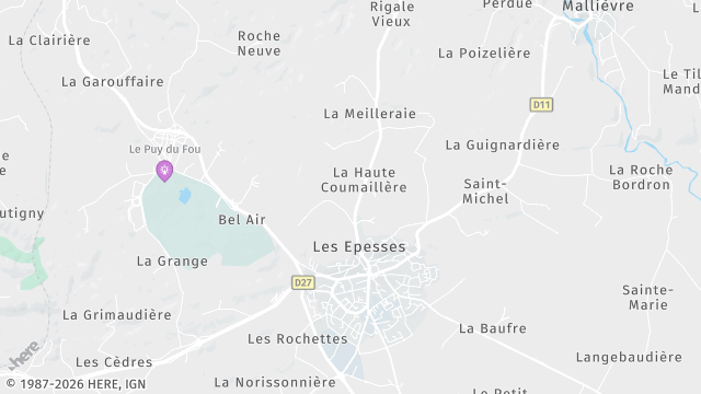 Carte de la zone d'intervention à Les Epesses