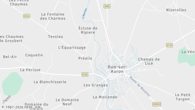 Carte de la zone d'intervention à Dun-sur-Auron