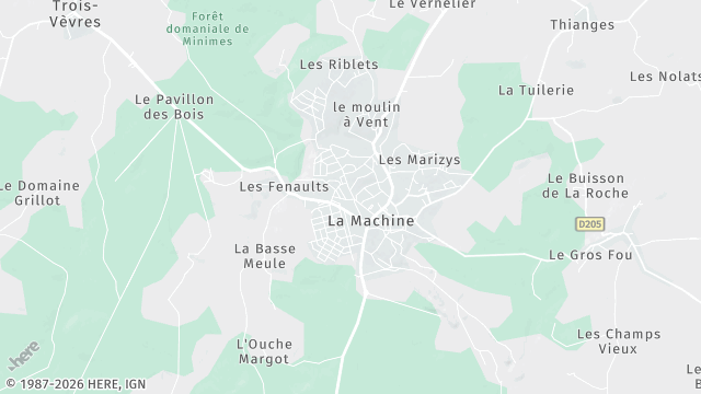 Carte de la zone d'intervention à La Machine