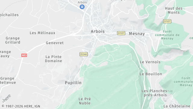 Carte de la zone d'intervention à Arbois