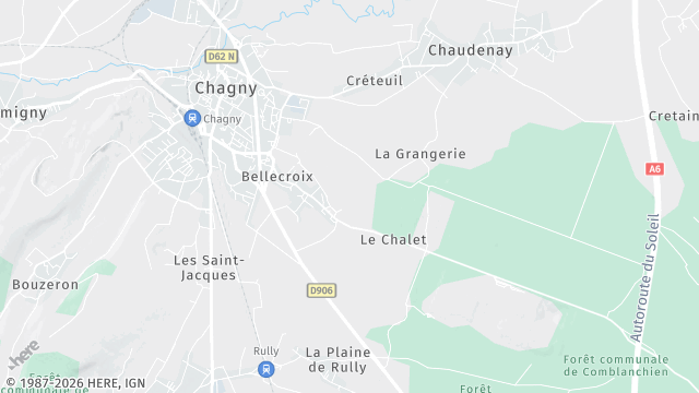 Carte de la zone d'intervention à Chagny