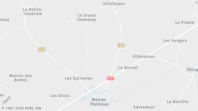 Carte de la zone d'intervention à Neuvy-Pailloux