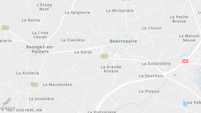 Carte de la zone d'intervention à Beaurepaire