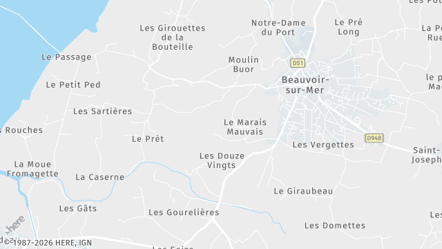 Carte de la zone d'intervention à Beauvoir-sur-Mer