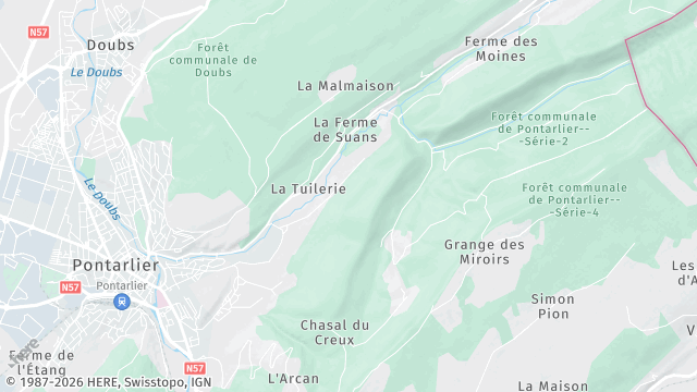 Carte de la zone d'intervention à Pontarlier