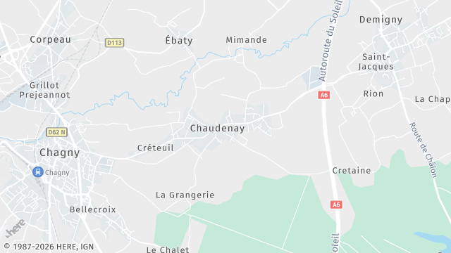 Carte de la zone d'intervention à Chaudenay