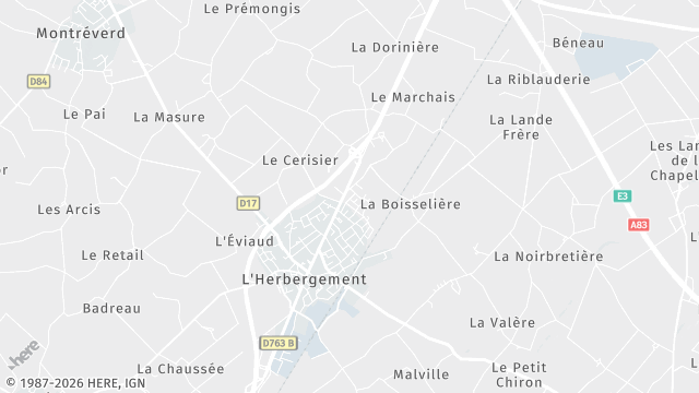 Carte de la zone d'intervention à L'Herbergement