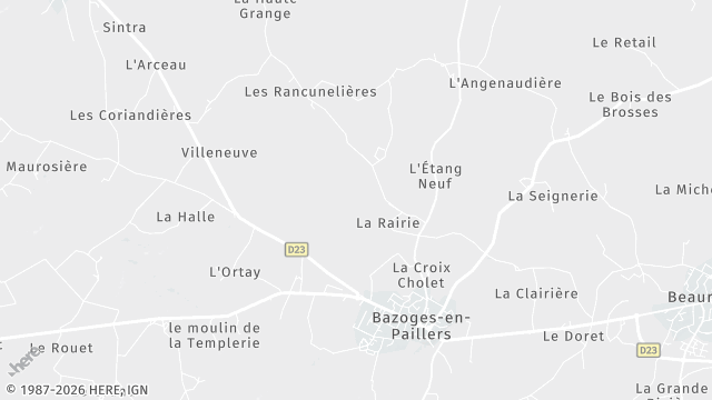 Carte de la zone d'intervention à Bazoges-en-Paillers